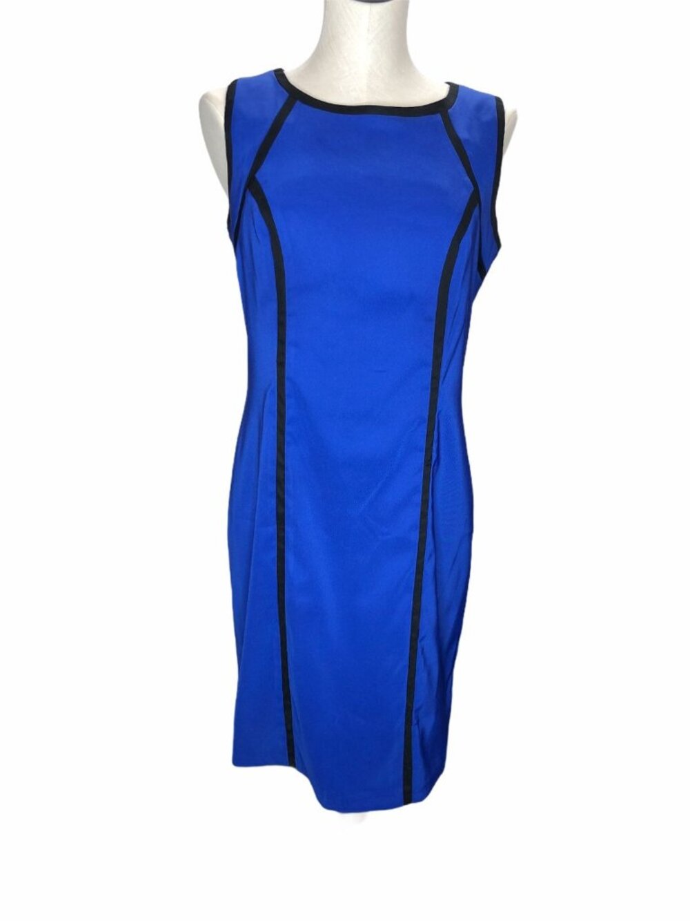 Kim Rogers Dress Womens 8 Blue Black Knee Length Career Wear Sleeveless Slim Fit